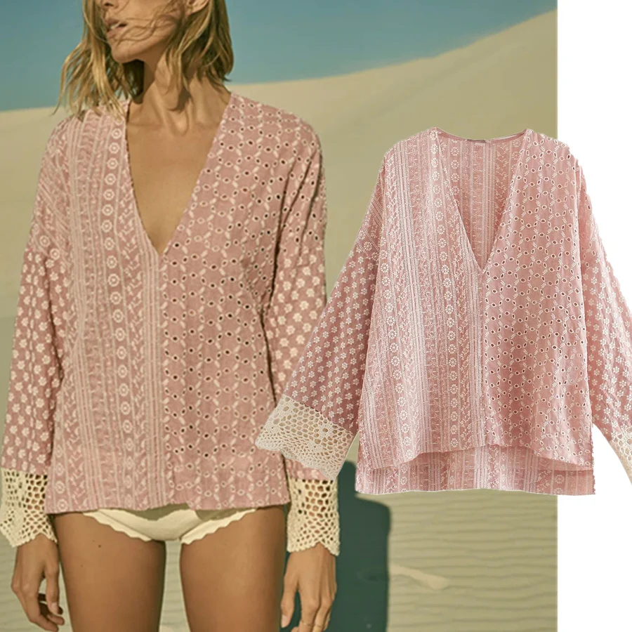 

Elmsk Blouse Women Indie Folk Vintage Embroidery Lace Patchwork Loose Blusas Mujer De Moda 2021 Shirt Women Blouse And Tops