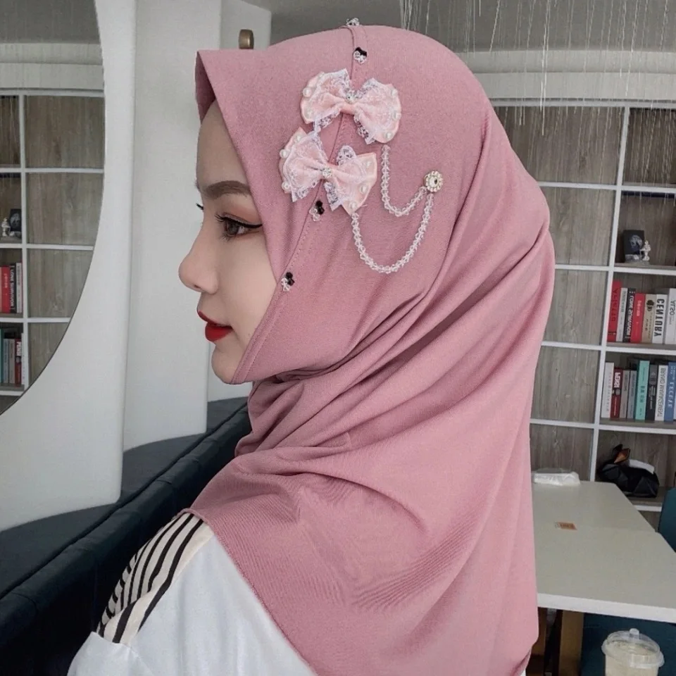 

Мусульманские шарфы bawal, готовые к ношению шали, школьный хиджаб с бантом
