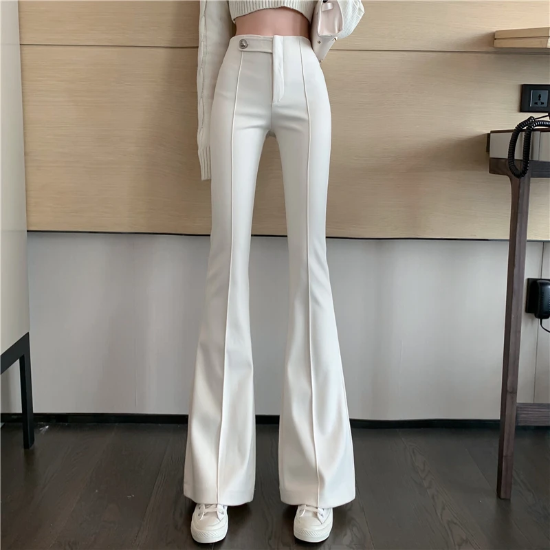 

Loose 2023 Spring Autumn Femme Korean High Waist Flare Pants Women Solid Office Casual Wide Legs Trousers Female Tide H1256