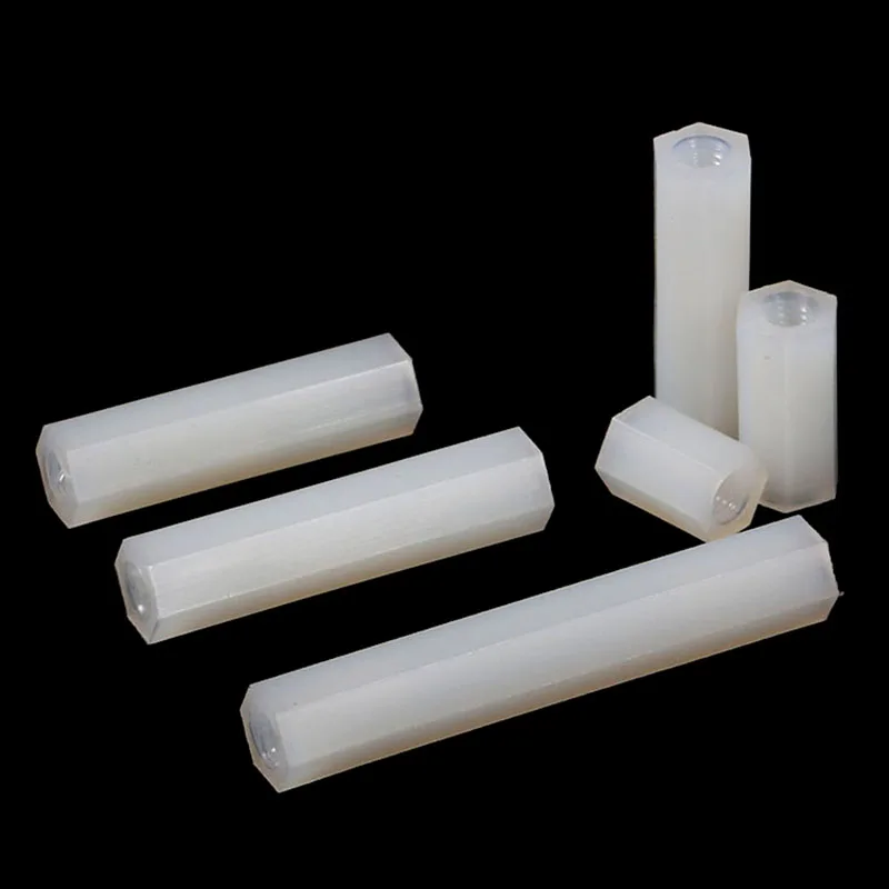 

Белая нейлоновая Шестигранная двухсторонняя нейлоновая колонка, пластиковая плоская опора для колонки M2 M2.5 M3 M4