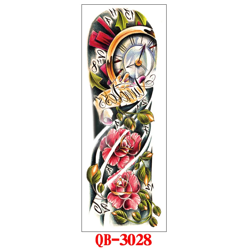 Full Arm Temporary Tattoo Stickers Large Black Skeletons Body Tattoo Waterproof Tattoo For Men Women Fake Tattoos 17*48cm - Цвет: 3028