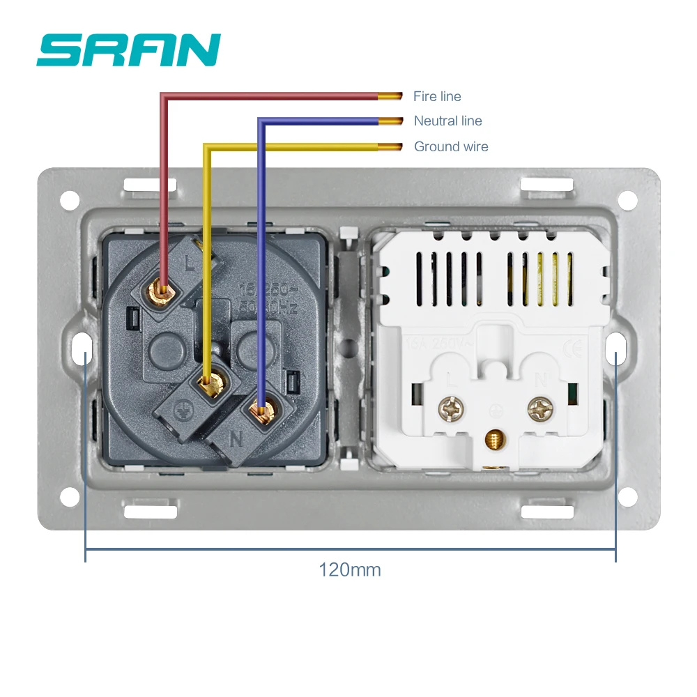 SRAN French настенная розетка стандарта ЕС с 2 портами usb для зарядки скрытый мягкий
