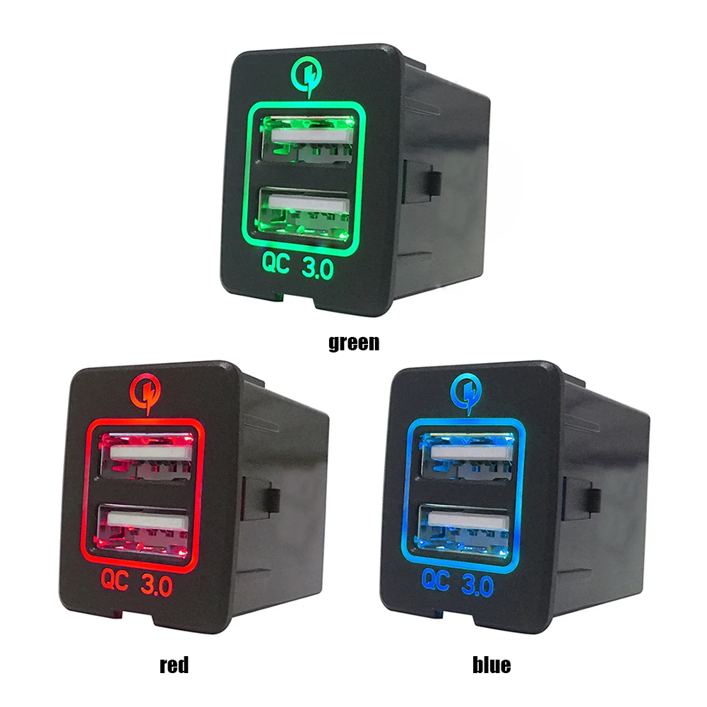 

4.8A Dual USB Car Charger Socket 3.0 Universal Car Mobile Phone Charger Adapter Socket with LED Light 12-24V DC