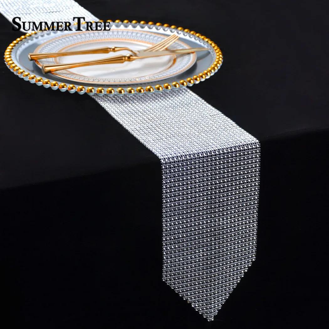 Золотистый серебристый цвета алмаза настольная дорожка с сеткой лента