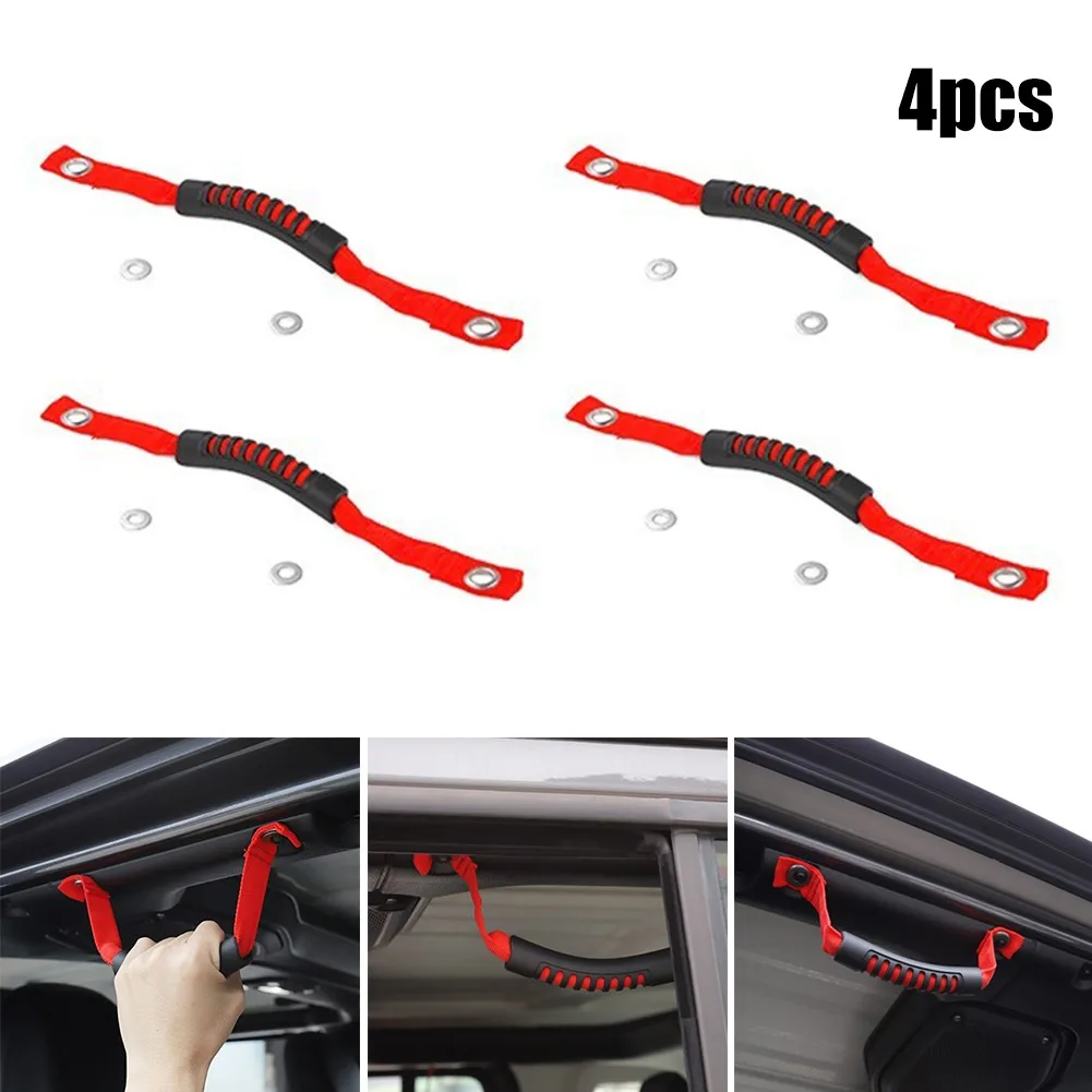 Front & Rear Roll Grab Handles Red Unlimited Roll Accessories Bar Grab
