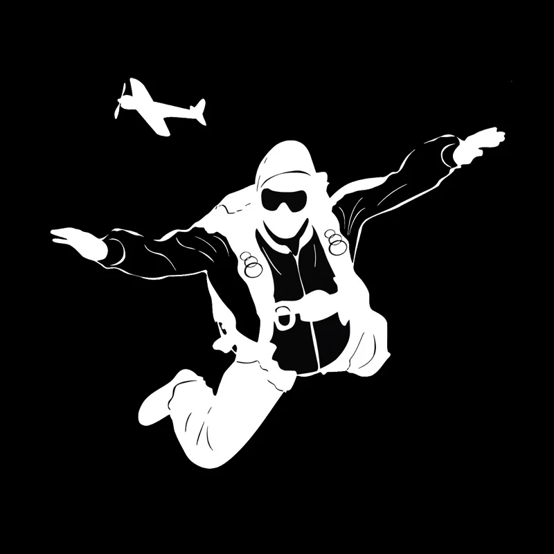 

17.5X15CM Personalized Skydiving Extreme Sports Car Stickers Vinyl Decals Covering The Body Black/Silver