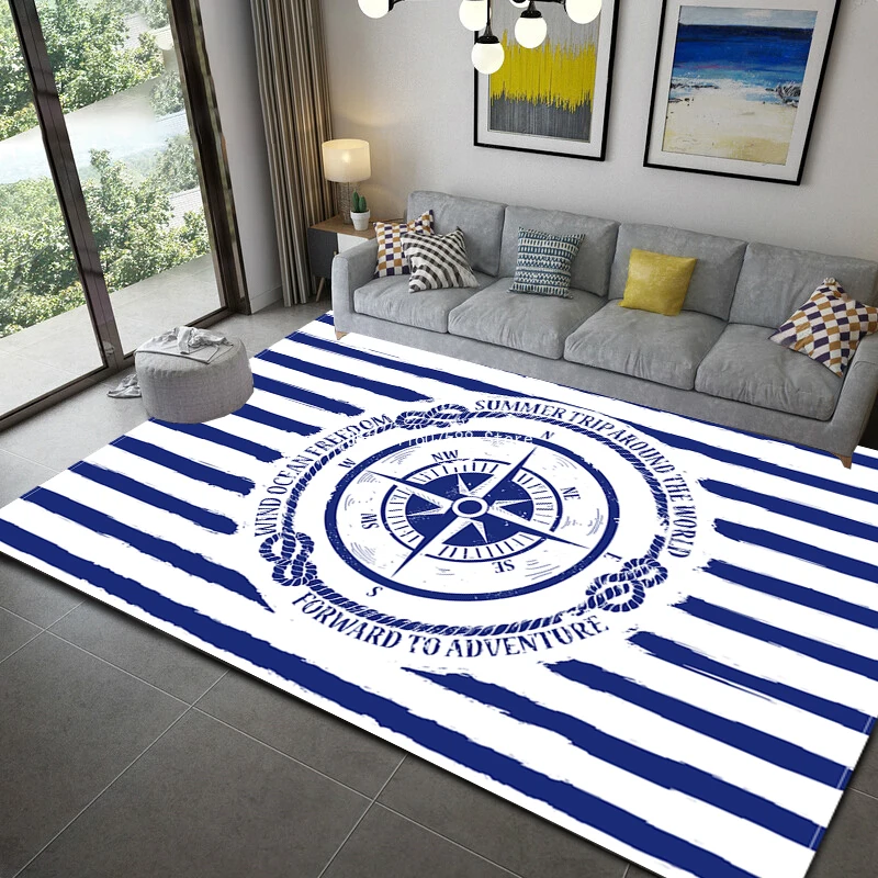 

Темно-синий кухонный напольный коврик с морским компасом, якорь, лодка, Декор, дверные коврики, ковер для гостиной, противоскользящие замшев...