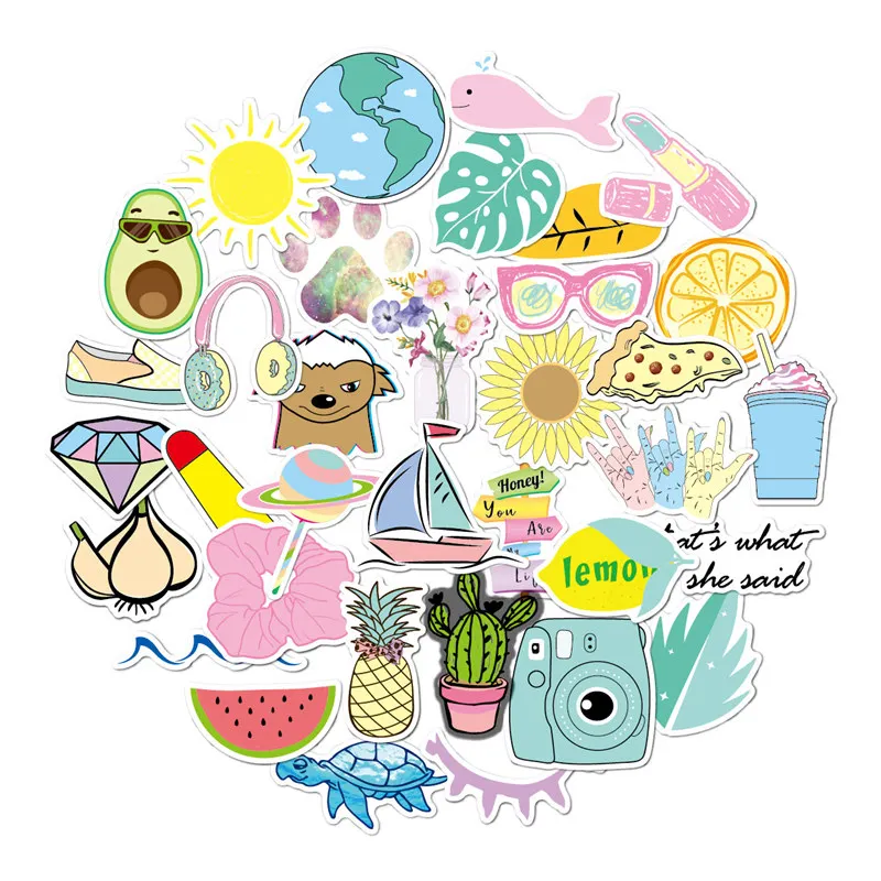 Милые наклейки VSCO для бутылок с водой 35 шт. водонепроницаемые эстетические