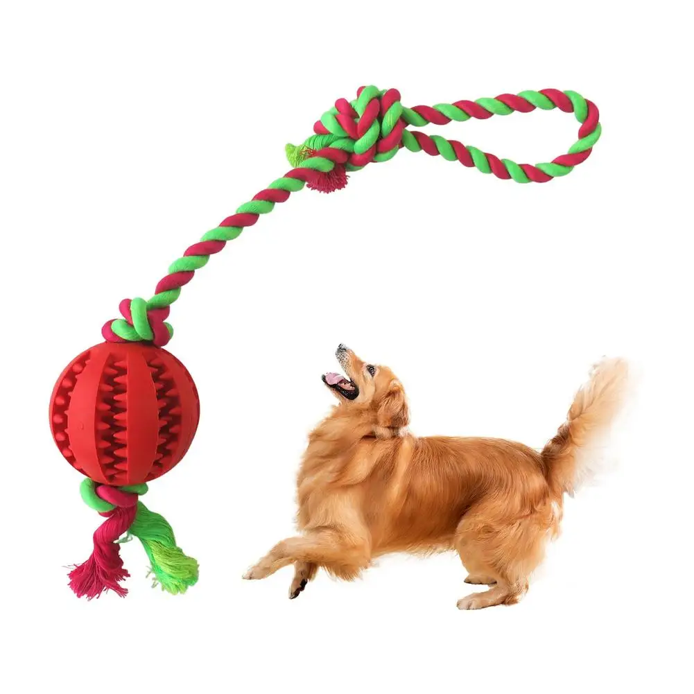 

Puppy Teething Chew Ball Toys - Bite Resistance Ball With Cotton Rope Treat Boredom Food Dispensing Pet Ball For Puppy Small Me