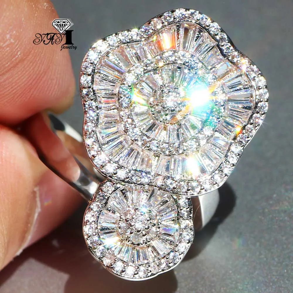 

Изящные Ювелирные изделия YaYI, модный набор принцесс с когтями, резной белый кубический цирконий, серебряный цвет, обручальное кольцо, свадь...