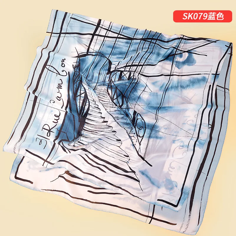 

Fashion Turban Female 90*180cm New Silk Satin Printed Sailing Pattern Scarf Multi-purpose Clothing Decoration Shawl Muslim