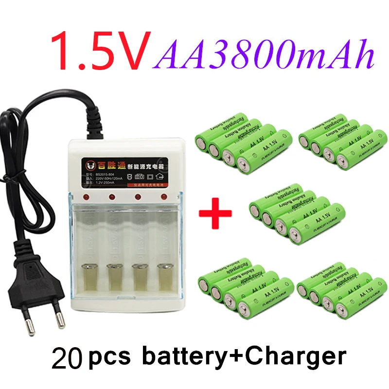New Tag 3800MAH rechargeable battery AA1.5 V 3800mah chargeable For Clock Toys Flashlight Remote Control Camera battery+charger |
