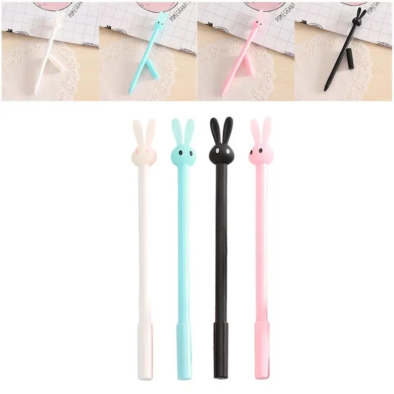 

4pcs Rabbit Shaped Gel Pens Fine Point Roller Pens Office Students Stationery Rabbit Jelly Shaped Water Pen (Random Color)