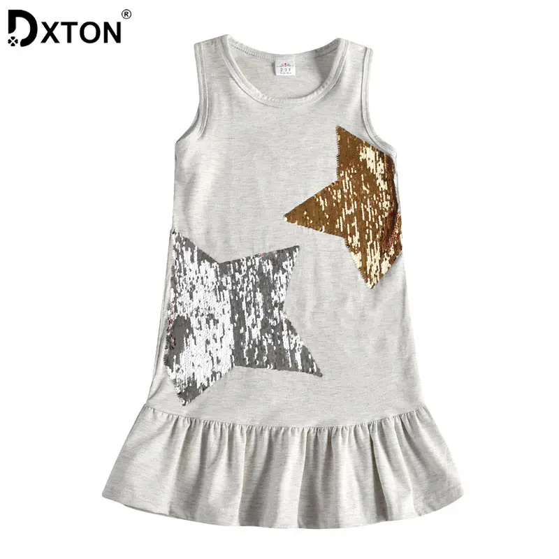 Dxton/Детское платье для девочек принцессы с блестками и принтом в виде звезд