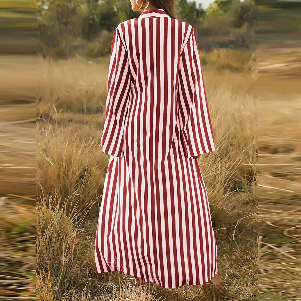 Весенне летнее Большое пляжное платье в черную полоску Свободное длинное