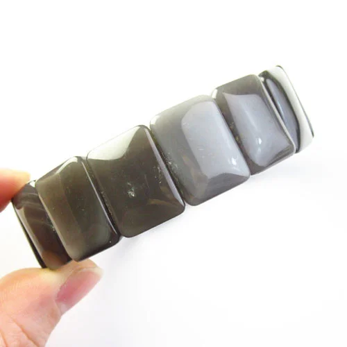 

20x15x6mm Natural Gray Agate Oblong Stretchy Bracelet 7.5 Inch SK60148