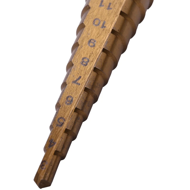 

1/4 inch Hex Shank HSS High Speed Steel Titanium Coated Step Drill Bit 3-13mm