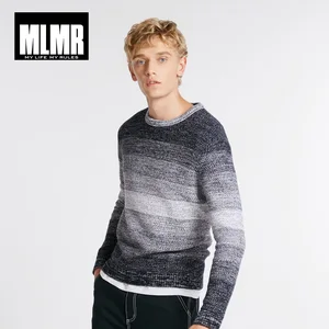 JackJones осенний мужской модный трендовый хлопковый свитер с круглым вырезом и градиентной полоской 218324552