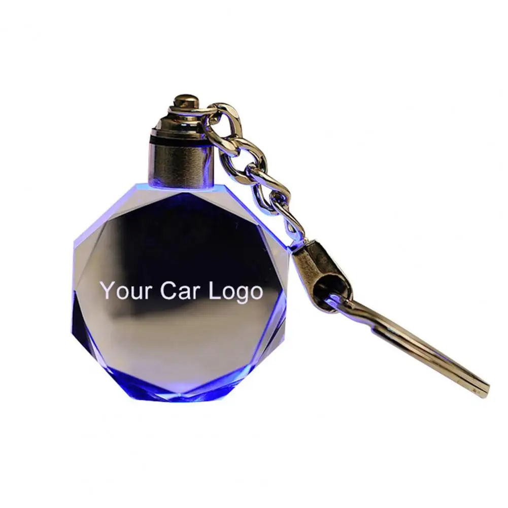 2021 LED Cut Glass Keychain Car Vehicle Logo Keyring Key Holder for Audi Ford BMW Custom made Luminous Chain | Украшения и