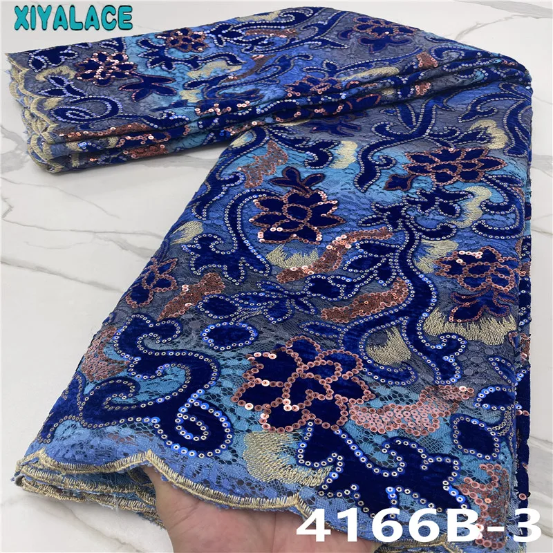 

Nigerian Lace Fabric 2021 High Quality Lace Printed Velvet Lace with Sequins New Embroidery French Net Laces for Dress KS4166B