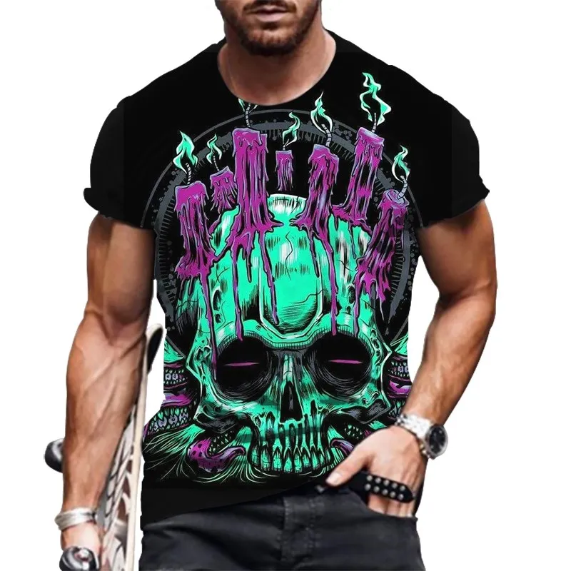 

Мужская Летняя дышащая футболка с 3D-принтом черепа