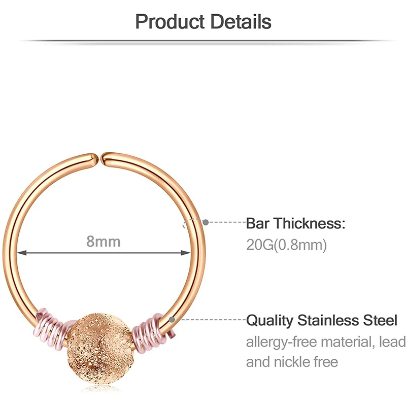 Кольцо для носа из хирургической стали 20 г Для Пирсинга Носа | Украшения и