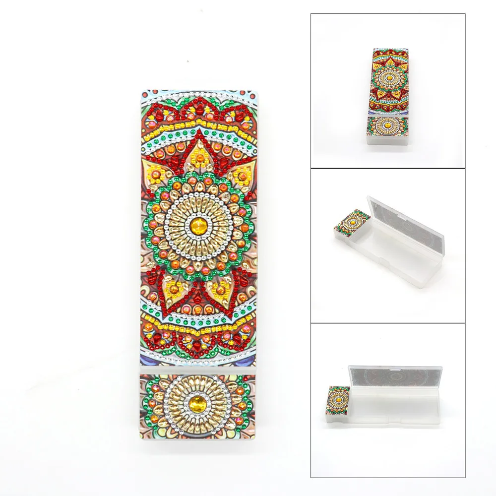 Pencil Storage Box DIY Mandala Special Shaped Diamond Painting Students Embroide Kids Gift Jewelry | Дом и сад