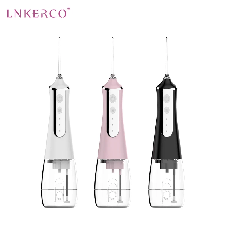 

Lnkerco Oral Irrigator 5 nozzles Portable 350ml Dental Water Flosser USB Rechargeable Irrigator Dental Water Floss Teeth Cleaner