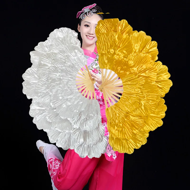 Dance Fan Peony Petal Dance Fan Double Side Yangge Dancing Fans Ventilador Eventail a Main Abanicos Para Boda Abanicos De Mano
