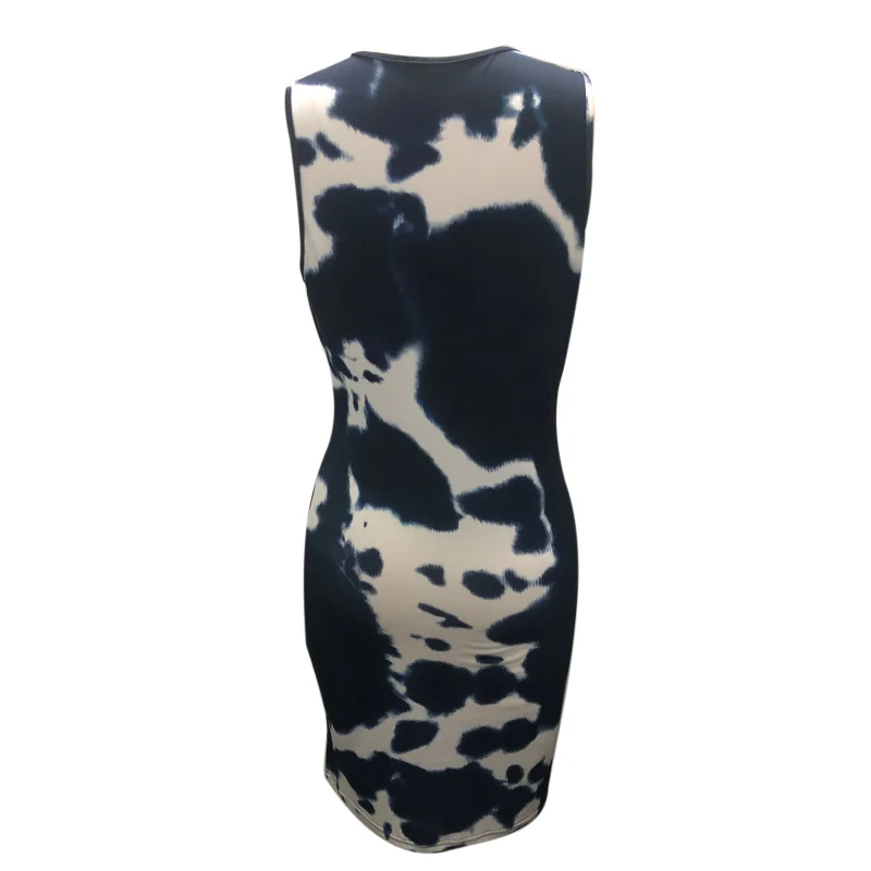 

Women's Summer Tie Dye Mini Dress Sleeveless Deep V-Neck High Waist Bodycon Sexy Casual Hip Skirt Women Vintage Dresses Fashion