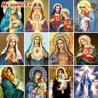 ruopoty diy frame painting by numbers kits the virgin mary figure picture by number hand painted acrylic paint home decoration