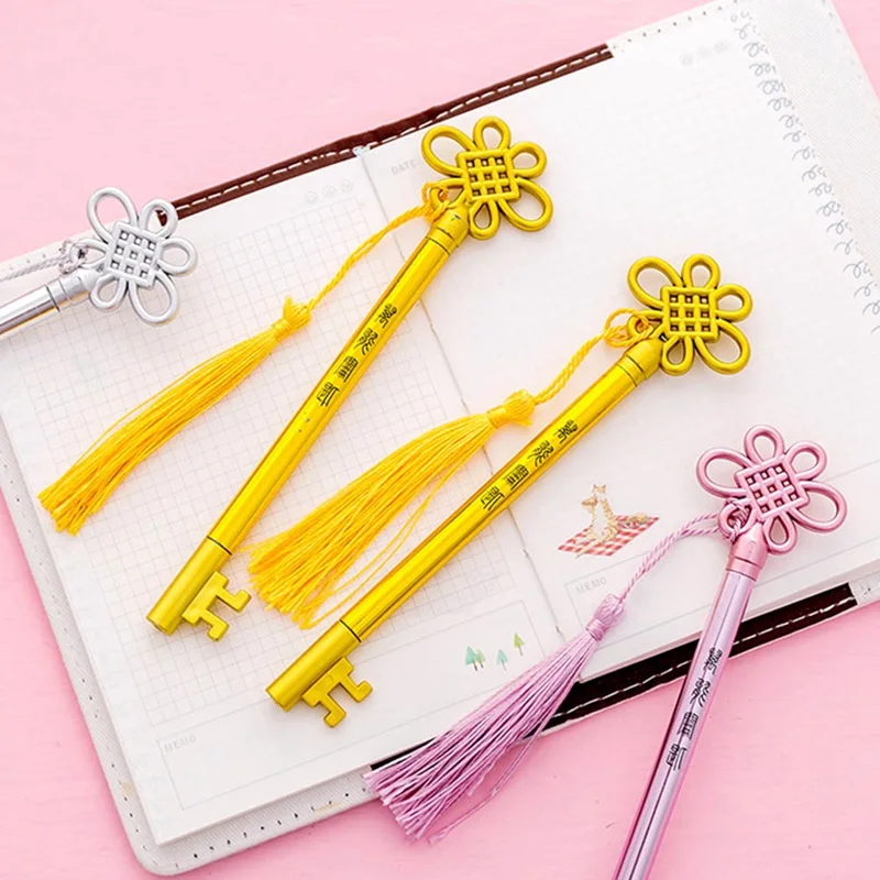 0 5 мм ручка в китайском стиле с бахромой форме ключа для подписи Escolar Papelaria