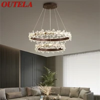 outela nordic pendant lights gold modern luxury crystal led lamp fixture for home decoration