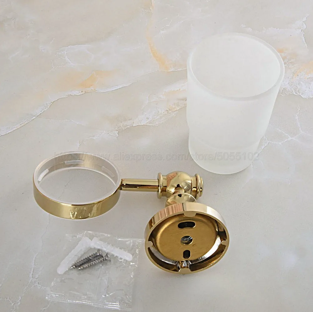 Wall Mounted Cup &amp Holders Gold Color Brass Cups Toothbrush Holder Bath Hardware Sets Single zba309 | Обустройство дома
