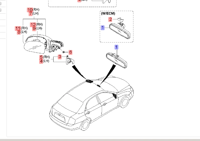 Для автомобильного зеркала интерьера Kia 8510127000 Elantra/lantra cerato 04 sonata coupe matrix