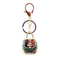high quality handbag keychains crystal pave metal fashion women bag pendant rhinestone key chains