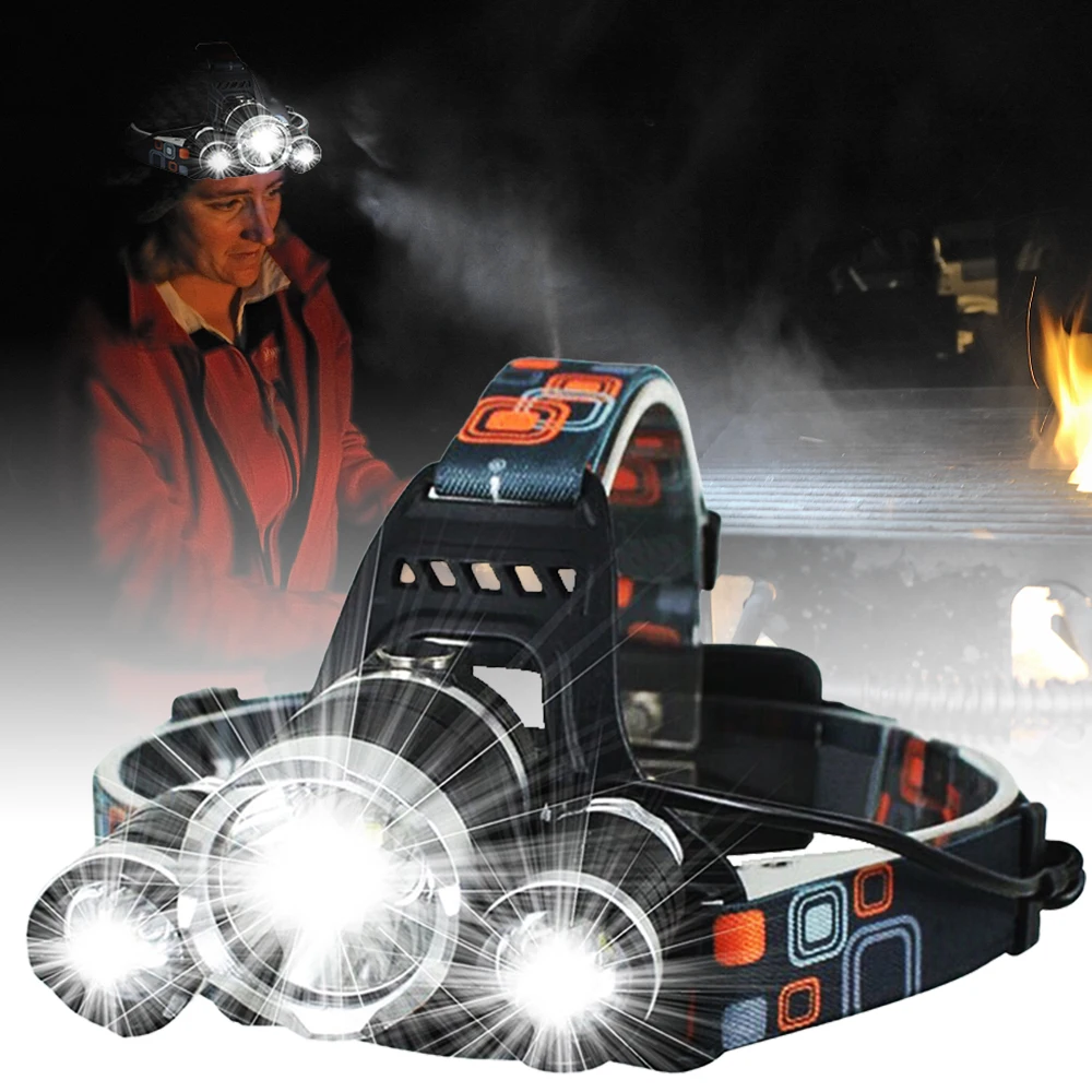 

WAKYME 12000 LM Outdoor Sports Running Light Night Fishing Headlamp 3/T6 Lamp Head USB Charging Working Lamp For Camping Cycling