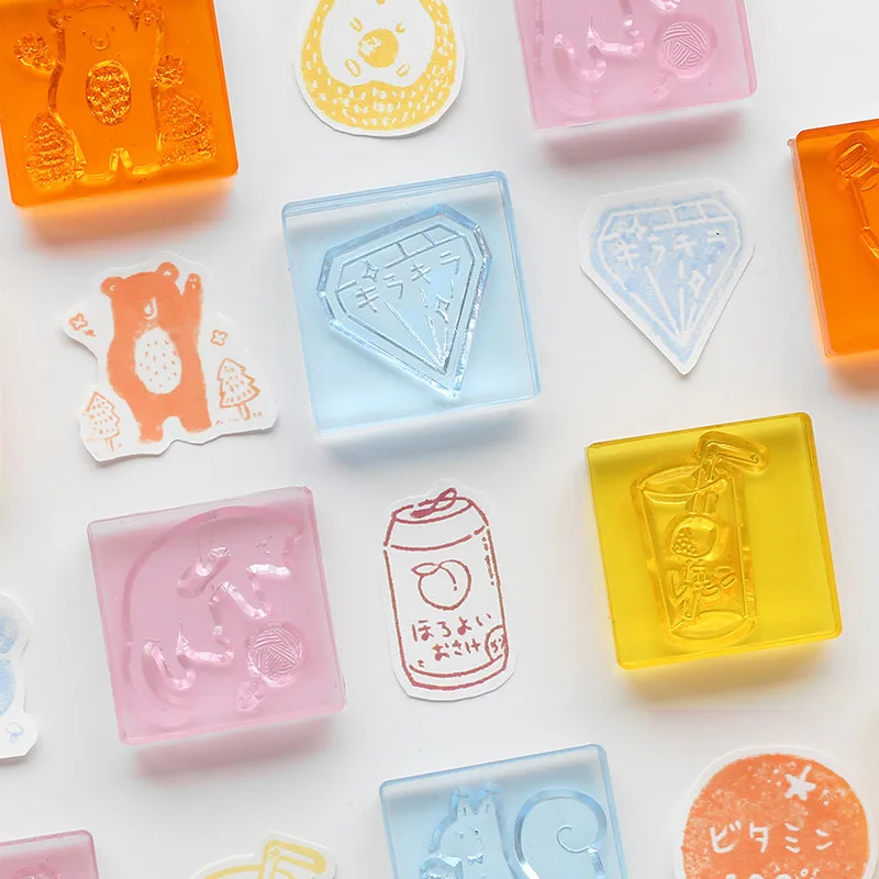 1 шт красочные алмазные животные еда штамп DIY акриловые резиновые штампы для