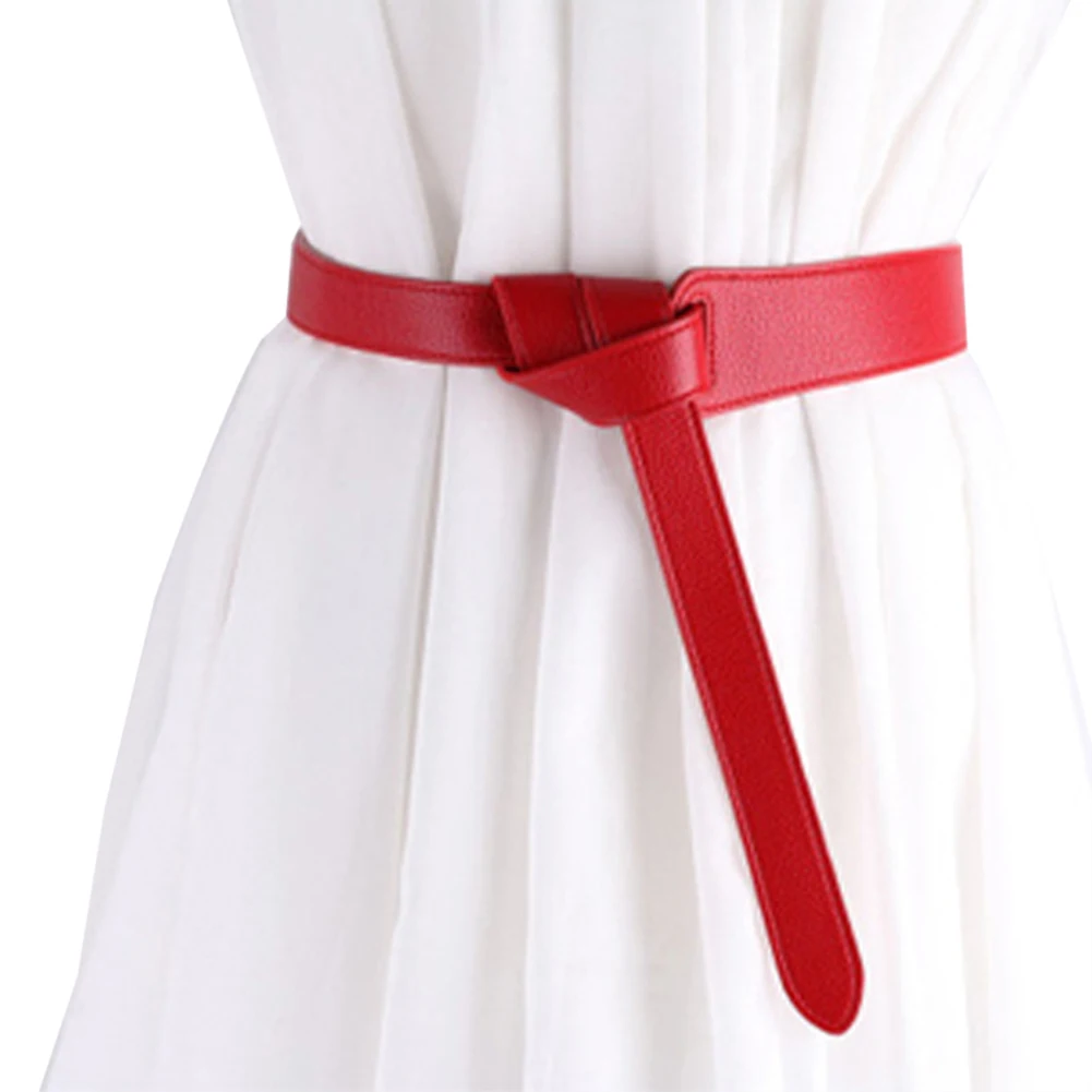 Модный женский ремень для женщин с красным бантом дизайнерские тонкие джинсы из