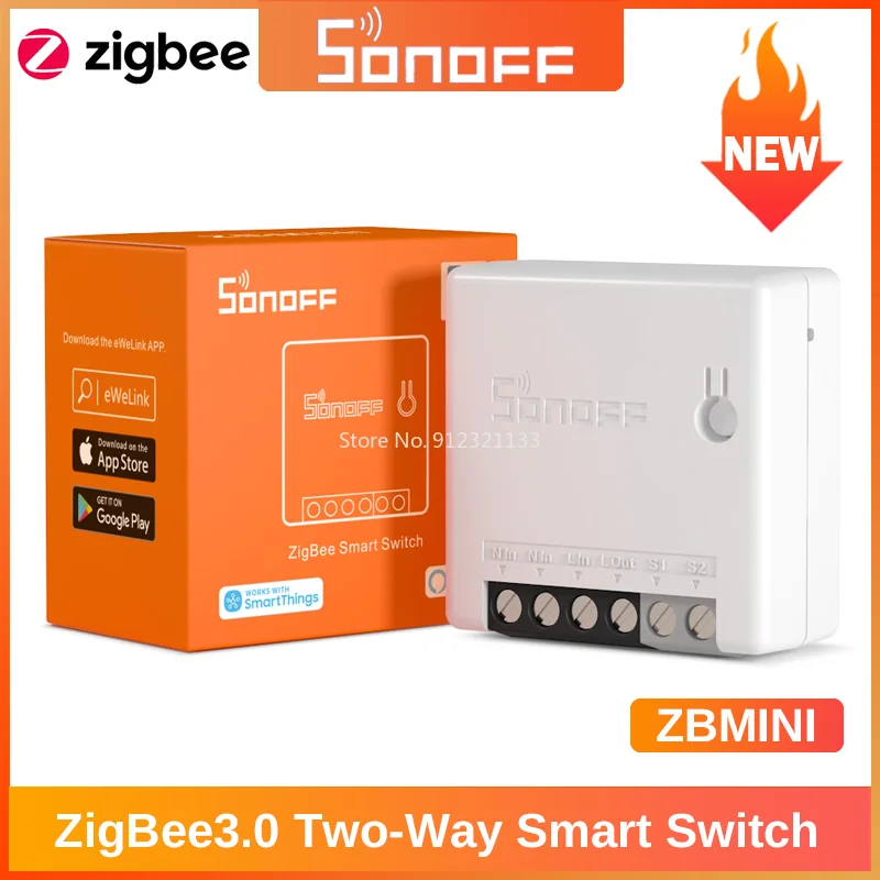 

1-7pcs SONOFF ZBMINI Zigbee 3.0 2-way DIY Mini Switch Smart Control Via EWeLink ZBBridge Required Work with Alexa Google Home