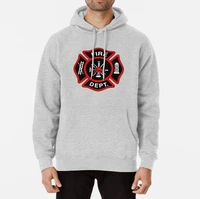 red fire department badge men pullover hoodie full casual autumn and winter sweatshirt size s 2xl