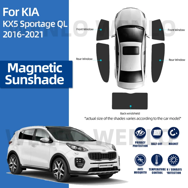 For Kia KX5 Sportage QL 2016-2021 Baby Side Window Curtain Sun Shading Mesh Block Light Car Sunshade Magnetic Cover No Sag Visor