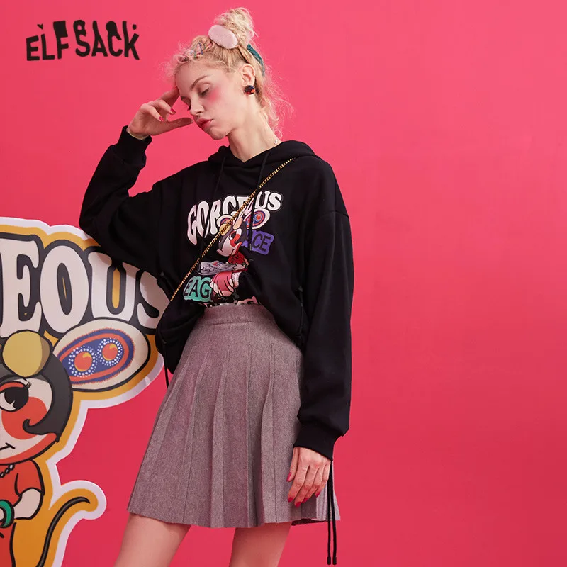 ELFSACK черная однотонная плиссированная трикотажная короткая юбка с высокой