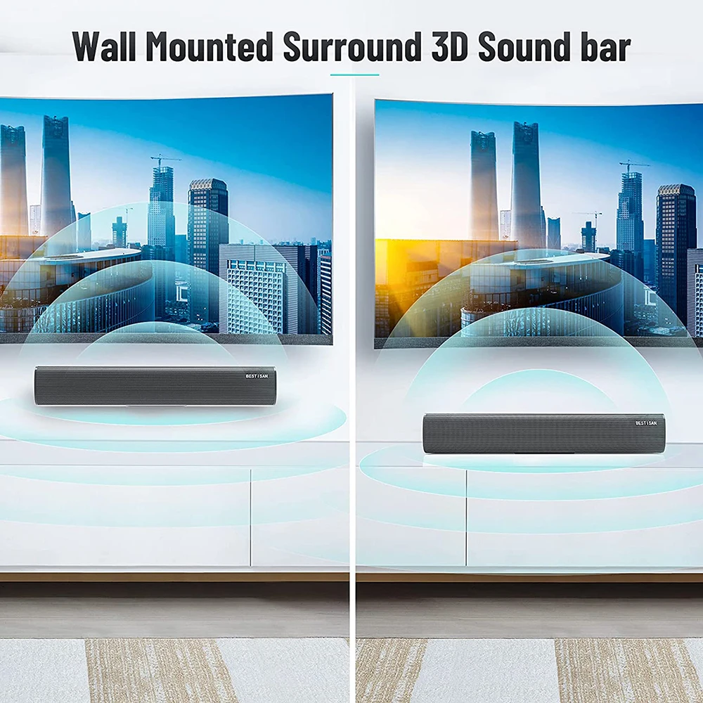 60W Soundbar HiFi Speaker 2.0 Home Theater Sound System Bluetooth Speaker Subwoofer Sound bar Support USB Optical Coax For TV PC images - 6