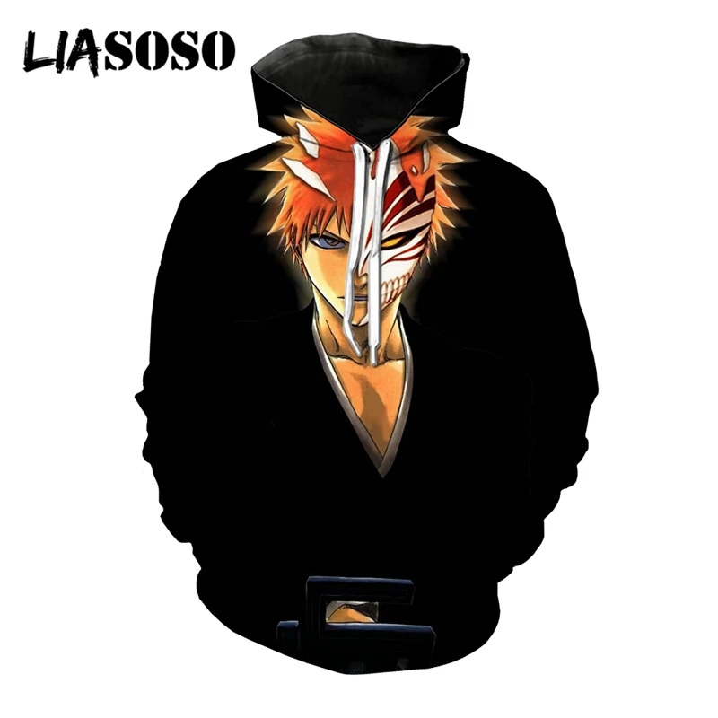 

LIASOSO 3D Print Unisex Anime Bleach Casual Sweatshirts Fashion Streetwear Hooded Hoodies Pullover Harajuku Cool Hip Hop Tops