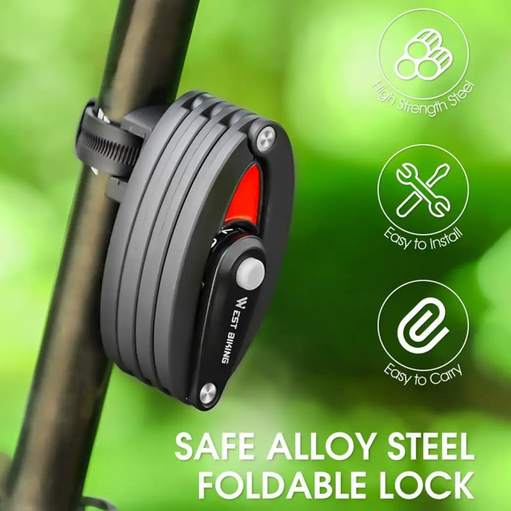 

Bike Lock Foldable Password Rust-Proof Anti Theft MTB Road Bicycle Electric Lock Sturdy For Outdoor Convenient Universal