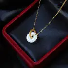 Qiyue натуральная Нефритовая мирная Пряжка, женский кулон из белого нефрита, серебро 925 пробы, Нефритовое модное серебряное украшение, ожерелье