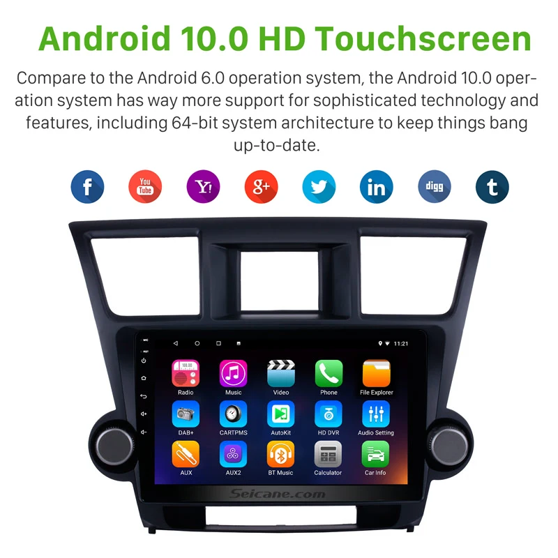 Автомобильный GPS навигатор Seicane 10 1 дюйма Android 0 для Toyota Highlander 07 14/13 19|Автомагнитолы|
