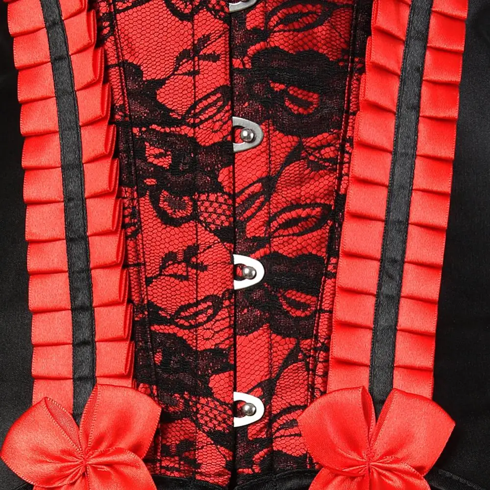 

Women Victorian Vintage Floral Brocade Overbust Corset Sexy Lace Bow Decorated Slim Waist Cincher Corset Bustier Lingerie Top