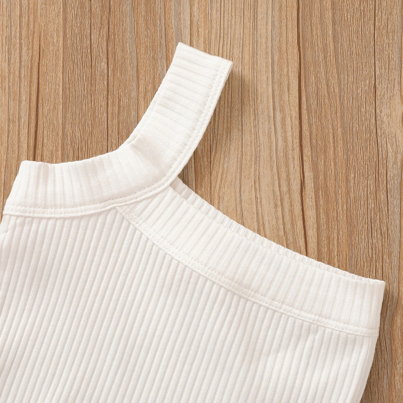 

Summer Cute Infant Baby Girls Clothes Sets One Shoulder Solid Knit Sleeveless Vest Tops Shorts 2pcs Outfits 0-18M